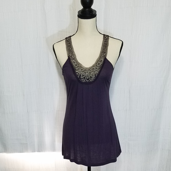 LILLY LOU PURPLE BEADED TANK TOP SIZE SMALL - Picture 3 of 7